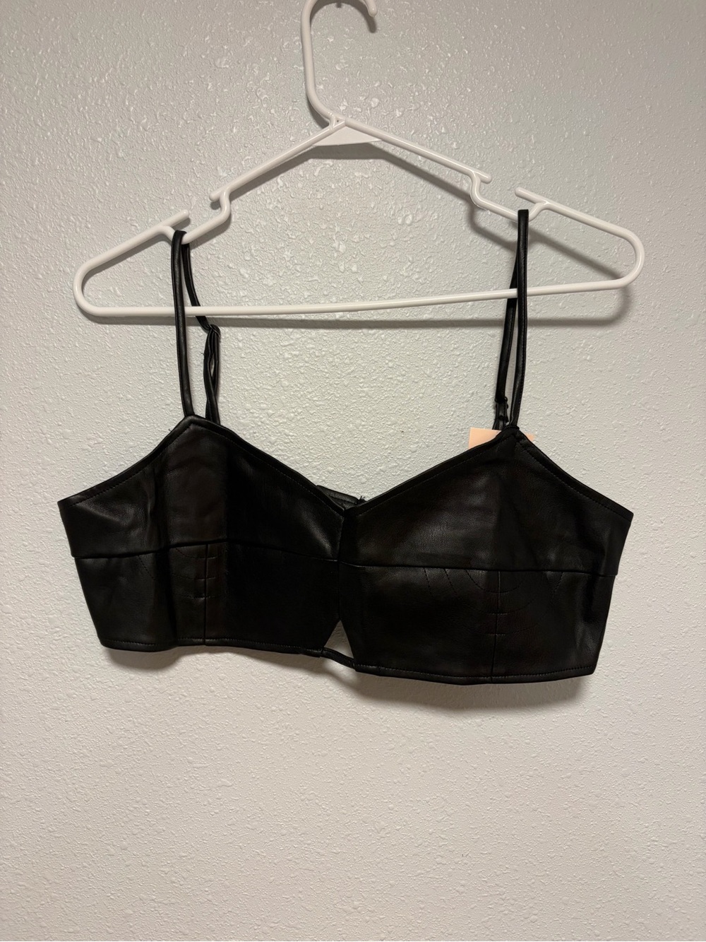 Missguided Black Faux Leather Crop Bralette